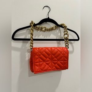 Zara Orange shoulder bag with gold hardware